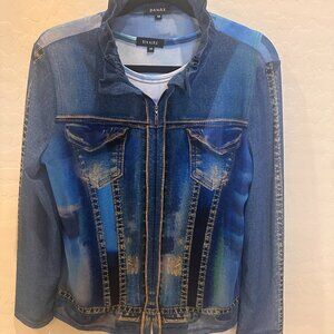 DAMEE - 2 Piece Set - Printed MESH Denim Jacket with Sleeveless Top. Like New.